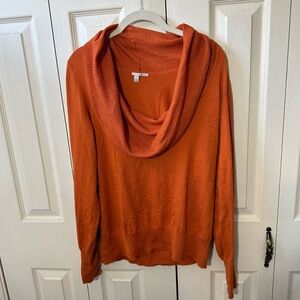 Halogen Cowl Neck Pullover Knit Sweater Burnt Orange Womens Size XL